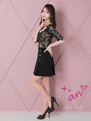 an/AOC-3426/ワンピース/ミニドレス/ワンカラー/レース/袖あり/プリーツ