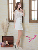 an/AOC-3426/ワンピース/ミニドレス/ワンカラー/レース/袖あり/プリーツ