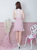 an/AOC-3427/ワンピース/ミニドレス/レース/フリル/パールボタン/切替ワンピース/桜咲乃愛さん着用