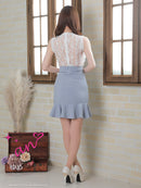 an/AOC-3427/ワンピース/ミニドレス/レース/フリル/パールボタン/切替ワンピース/桜咲乃愛さん着用