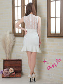 an/AOC-3427/ワンピース/ミニドレス/レース/フリル/パールボタン/切替ワンピース/桜咲乃愛さん着用