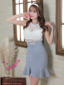 an/AOC-3427/ワンピース/ミニドレス/レース/フリル/パールボタン/切替ワンピース/桜咲乃愛さん着用