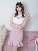 an/AOC-3427/ワンピース/ミニドレス/レース/フリル/パールボタン/切替ワンピース/桜咲乃愛さん着用