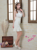 an/AOC-3427/ワンピース/ミニドレス/レース/フリル/パールボタン/切替ワンピース/桜咲乃愛さん着用