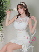 an/AOC-3427/ワンピース/ミニドレス/レース/フリル/パールボタン/切替ワンピース/桜咲乃愛さん着用