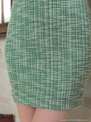 an/AOC-3430/ワンピース/ミニドレス/タイトワンピース/レース/ストレッチツイード/桜咲乃愛さん着用