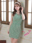 an/AOC-3430/ワンピース/ミニドレス/タイトワンピース/レース/ストレッチツイード/桜咲乃愛さん着用