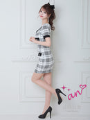 an/AOC-3435/ワンピース/ミニドレス/タイトワンピース/韓国風/ツイード/パールボタン