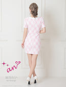 an/AOC-3436/ワンピース/ミニドレス/チェク柄/ツイード/韓国風/袖あり/ストレッチ/桜咲乃愛さん/如月れいさん着用