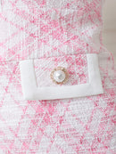 an/AOC-3436/ワンピース/ミニドレス/チェク柄/ツイード/韓国風/袖あり/ストレッチ/桜咲乃愛さん/如月れいさん着用