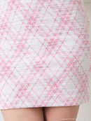 an/AOC-3436/ワンピース/ミニドレス/チェク柄/ツイード/韓国風/袖あり/ストレッチ/桜咲乃愛さん/如月れいさん着用