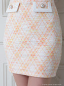 an/AOC-3436/ワンピース/ミニドレス/チェク柄/ツイード/韓国風/袖あり/ストレッチ/桜咲乃愛さん/如月れいさん着用