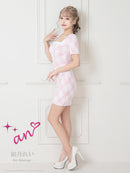 an/AOC-3436/ワンピース/ミニドレス/チェク柄/ツイード/韓国風/袖あり/ストレッチ/桜咲乃愛さん/如月れいさん着用