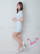 an/AOC-3436/ワンピース/ミニドレス/チェク柄/ツイード/韓国風/袖あり/ストレッチ/桜咲乃愛さん/如月れいさん着用