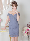 an/AOC-3440/ワンピース/タイトワンピース/キャバドレス/オフショルダー/総レース/フロントジップ