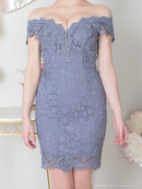 an/AOC-3440/ワンピース/タイトワンピース/キャバドレス/オフショルダー/総レース/フロントジップ