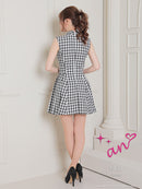 an/AOC-3443/ワンピース/ミニドレス/タイトワンピース/ツイード/パールボタン