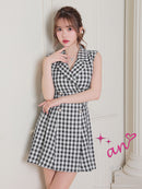 an/AOC-3443/ワンピース/ミニドレス/タイトワンピース/ツイード/パールボタン