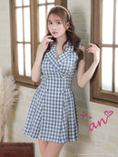 an/AOC-3443/ワンピース/ミニドレス/タイトワンピース/ツイード/パールボタン