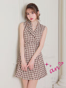 an/AOC-3443/ワンピース/ミニドレス/タイトワンピース/ツイード/パールボタン