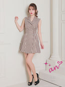 an/AOC-3443/ワンピース/ミニドレス/タイトワンピース/ツイード/パールボタン