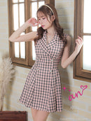 an/AOC-3443/ワンピース/ミニドレス/タイトワンピース/ツイード/パールボタン