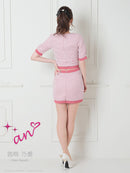 an/AOC-3450/セットアップ/ギンガムチェック/タイトワンピース/袖あり/桜咲乃愛さん着用