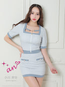 an/AOC-3450/セットアップ/ギンガムチェック/タイトワンピース/袖あり/桜咲乃愛さん着用