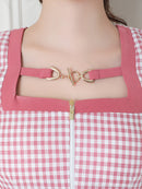 an/AOC-3450/セットアップ/ギンガムチェック/タイトワンピース/袖あり/桜咲乃愛さん着用