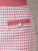 an/AOC-3450/セットアップ/ギンガムチェック/タイトワンピース/袖あり/桜咲乃愛さん着用