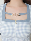 an/AOC-3450/セットアップ/ギンガムチェック/タイトワンピース/袖あり/桜咲乃愛さん着用