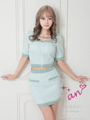 an/AOC-3450/セットアップ/ギンガムチェック/タイトワンピース/袖あり/桜咲乃愛さん着用