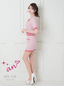 an/AOC-3450/セットアップ/ギンガムチェック/タイトワンピース/袖あり/桜咲乃愛さん着用