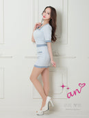 an/AOC-3450/セットアップ/ギンガムチェック/タイトワンピース/袖あり/桜咲乃愛さん着用