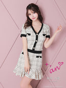 an/AOC-3452/セットアップ/ミニドレス/ツイード/フリル