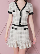 an/AOC-3452/セットアップ/ミニドレス/ツイード/フリル