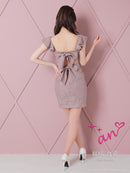 an/AOC-3479/ワンピース/ミニドレス/タイトワンピース/総レース/パールボタン/バックリボン/フロントジップ