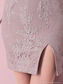 an/AOC-3479/ワンピース/ミニドレス/タイトワンピース/総レース/パールボタン/バックリボン/フロントジップ