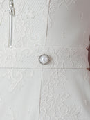 an/AOC-3479/ワンピース/ミニドレス/タイトワンピース/総レース/パールボタン/バックリボン/フロントジップ