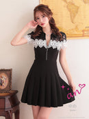 an/AOC-3480/ワンピース/袖あり/襟付き/キャバドレス/プリーツ/フロントジップ