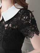 an/AOC-3480/ワンピース/袖あり/襟付き/キャバドレス/プリーツ/フロントジップ