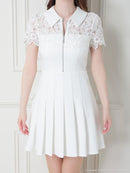 an/AOC-3480/ワンピース/袖あり/襟付き/キャバドレス/プリーツ/フロントジップ