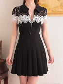 an/AOC-3480/ワンピース/袖あり/襟付き/キャバドレス/プリーツ/フロントジップ