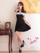 an/AOC-3480/ワンピース/袖あり/襟付き/キャバドレス/プリーツ/フロントジップ