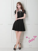 an/AOC-3480/ワンピース/袖あり/襟付き/キャバドレス/プリーツ/フロントジップ