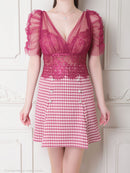 an/AOC-3486/ワンピース/千鳥格子柄/タイトワンピース/袖あり