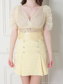 an/AOC-3486/ワンピース/千鳥格子柄/タイトワンピース/袖あり