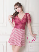 an/AOC-3486/ワンピース/千鳥格子柄/タイトワンピース/袖あり