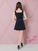 an/AOC-3497/ミニドレス/キャバドレス/セットアップ/フロントジップ/マリンカラー/トリコロール/スクエアネック/フレアスカート