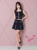 an/AOC-3497/ミニドレス/キャバドレス/セットアップ/フロントジップ/マリンカラー/トリコロール/スクエアネック/フレアスカート